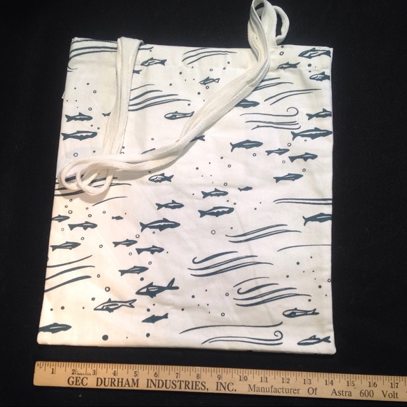 Mermaid Beach Bag Tote Canvas Shoulder Purse Fish - Picture 6 of 6